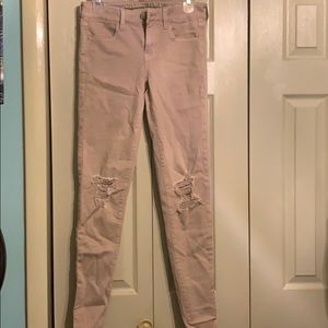 Pink American Eagle Distressed Jeggings